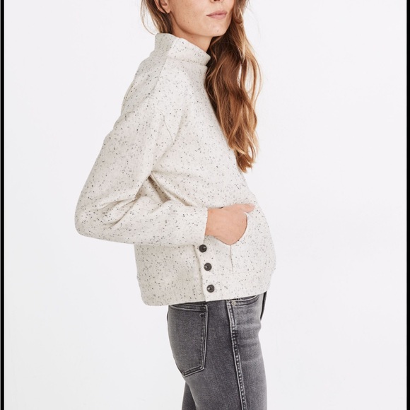 Womens Madewell Donegal Mockneck Side button Sweatshirt size Large - Picture 2 of 11